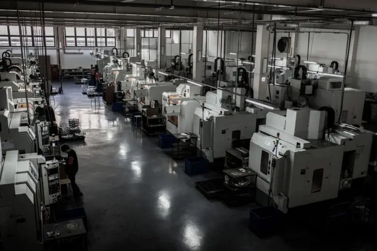 Row of CNC Milling machines ready to work
